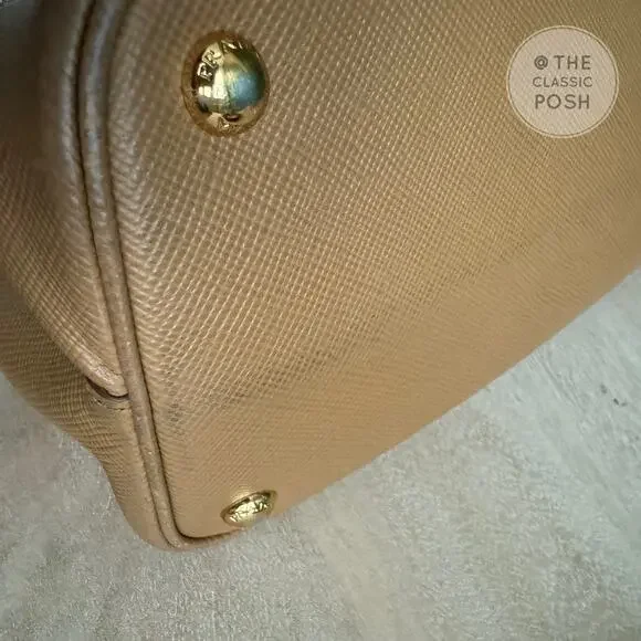 Prada Double Cuir Saffiano Leather Medium Camel Tote Shoulder Bag Retails $4950 - Picture 10 of 12